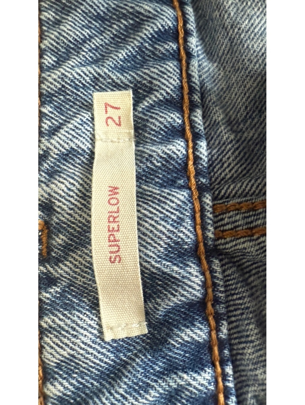 Levi’s Superlow Jeans Size 27 Distressed Low Rise Baggy Straight Y2K Denim rare - Picture 5 of 9